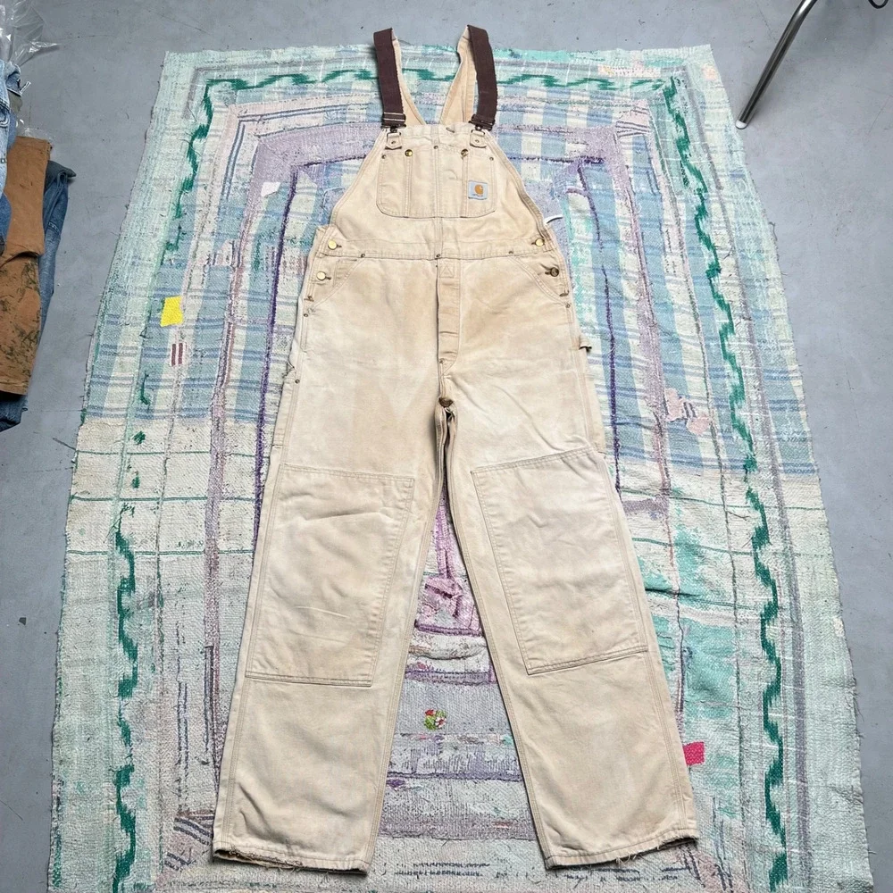 Carhartt Tan Dungarees Double Knee Bib Overalls Men's 38x32